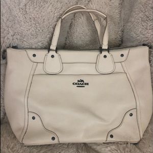 White leather Coach handbag